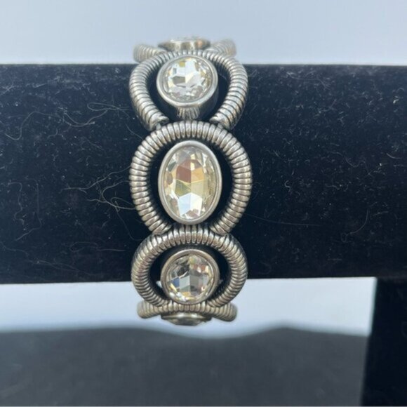 Lia Sophia Jewelry - Lia Sophia Coil Clear Cut Crystals Silvertone Stretch Bracelet